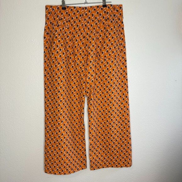 Anthropologie The Colette Size 16 Sarah Gordon Maeve Wide Leg Cropped Pants Bee - Picture 5 of 9